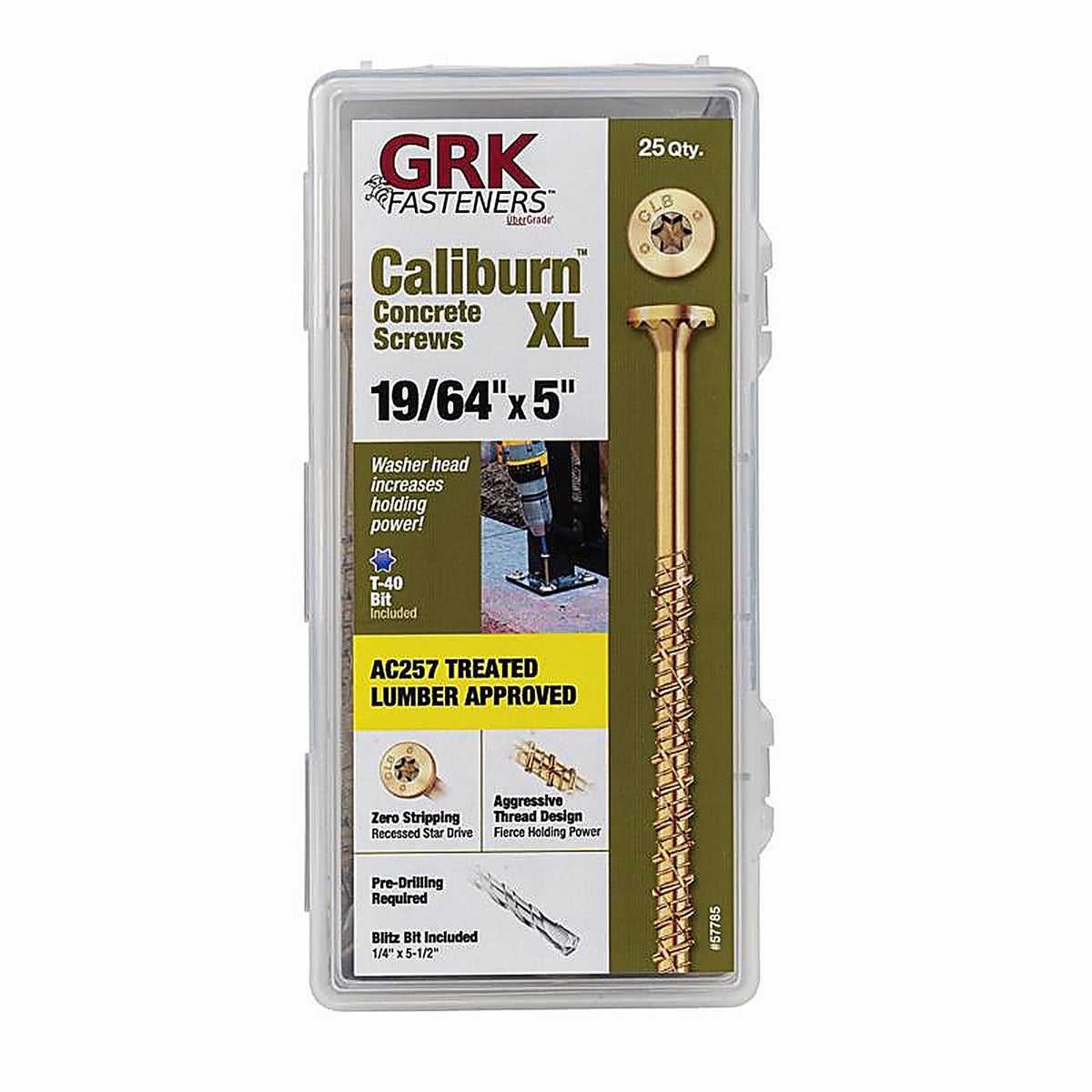 GRK Fasteners 57785 No.18 x 5 in. L Star Bugle Head Concrete Screws 25/Pack
