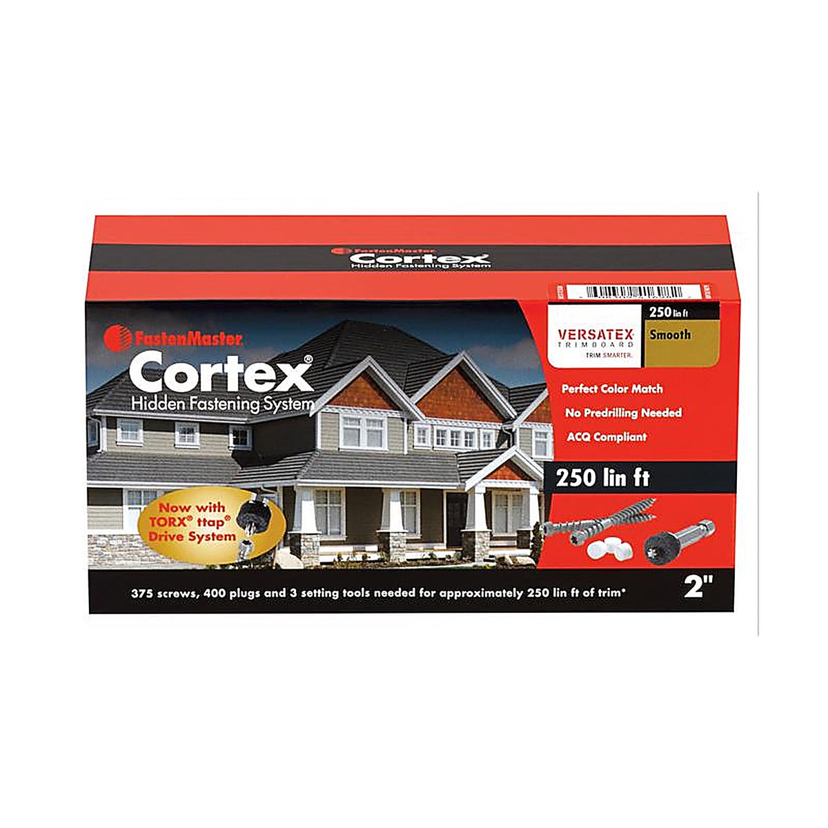 Fastenmaster - FMCTXT-VT250TR - Cortex No. 9 X 2 In. L Star Square Head Coarse Trim Screws with Plugs