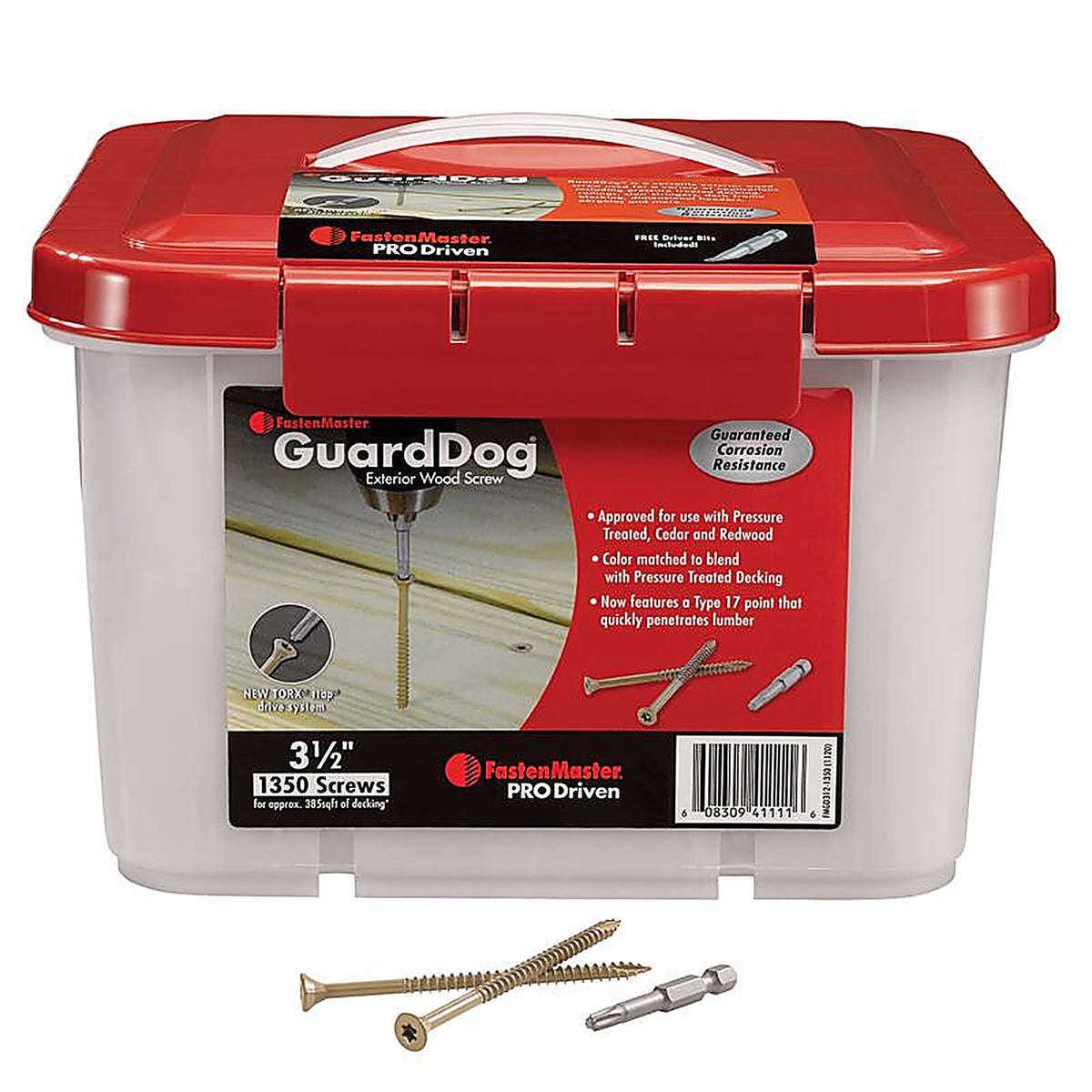 Fastenmaster - FMGD312-1350 - Guarddog No. 10 X 3-1/2 In. L Gold Phillips/Square Bugle Head Deck Screws 1350 Pack
