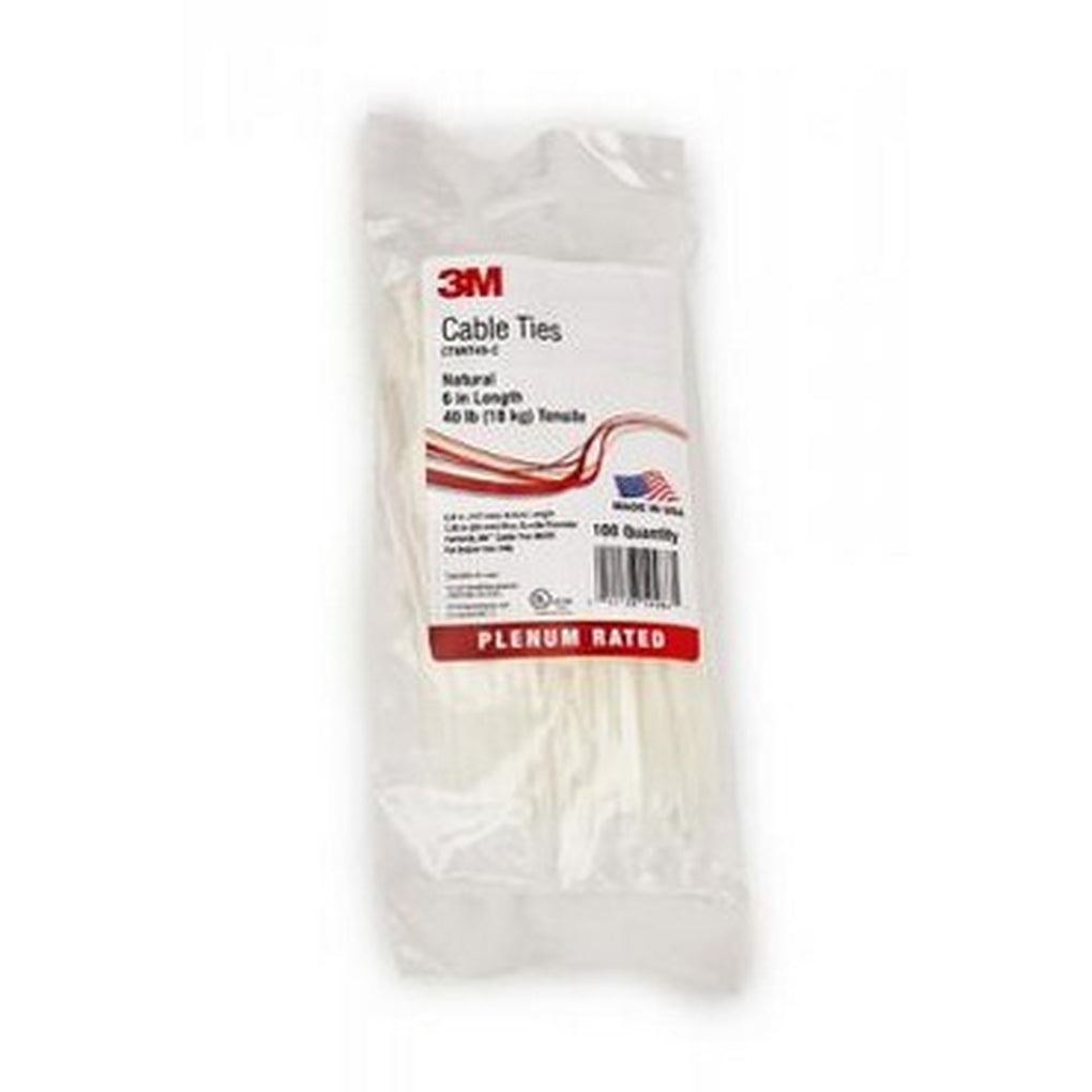 3M 59286 Intermediate Cable Tie CT6NT40-C, Natural, Nylon, 40 lbs. tensile strength, 0.142 inch x 5.80 inch, 100 per bag, 59286