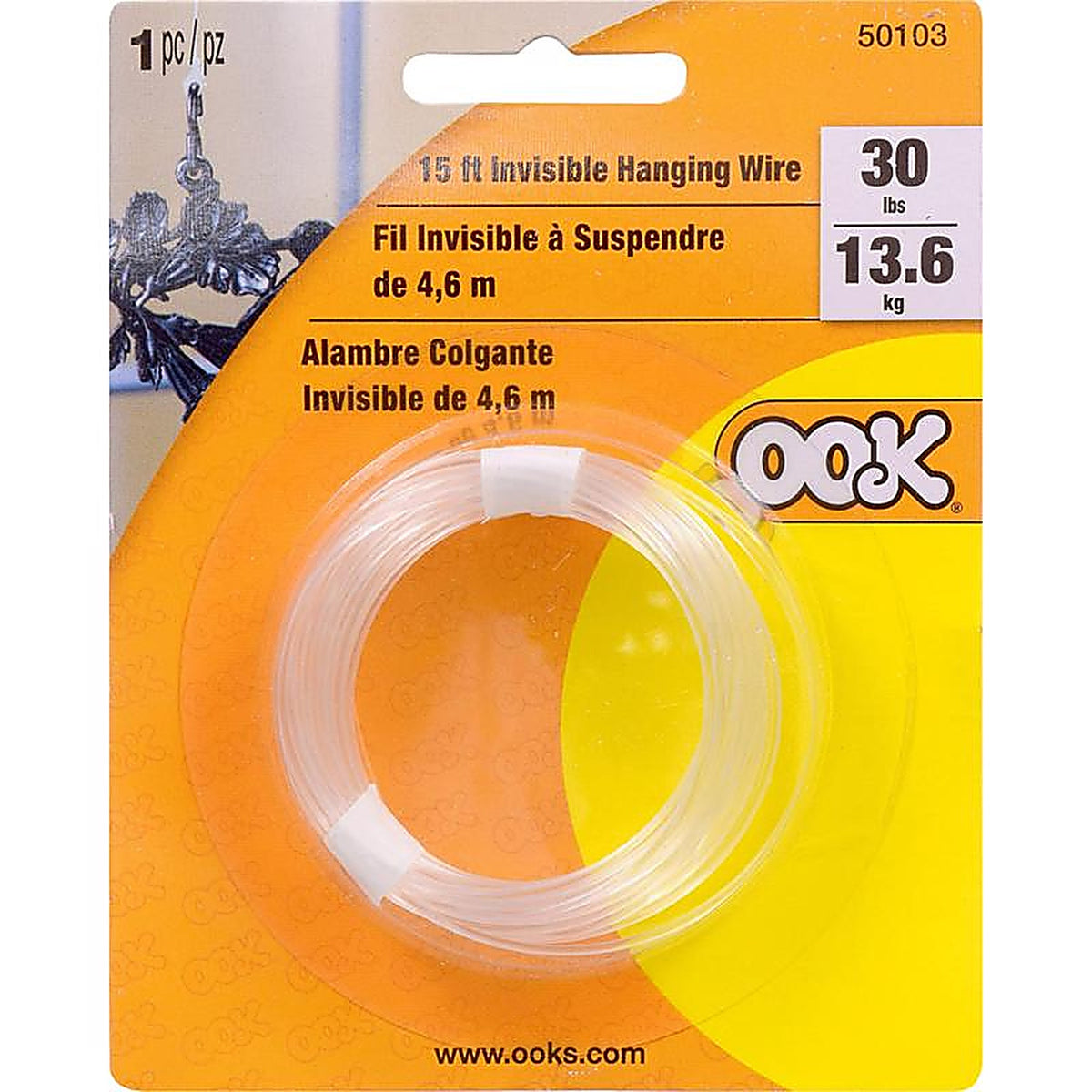 Hillman - 534606 - Ook 15 Ft. L Plastic 18 Ga. Invisible Cord