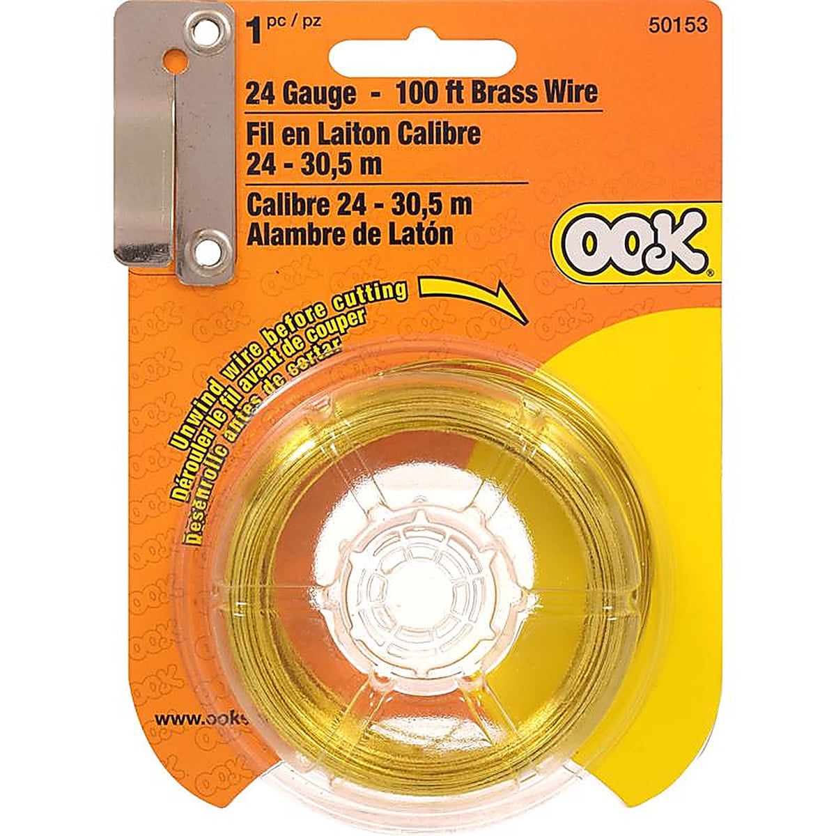 Hillman - 534668 - Ook 100 Ft. L Brass 24 Ga. Wire