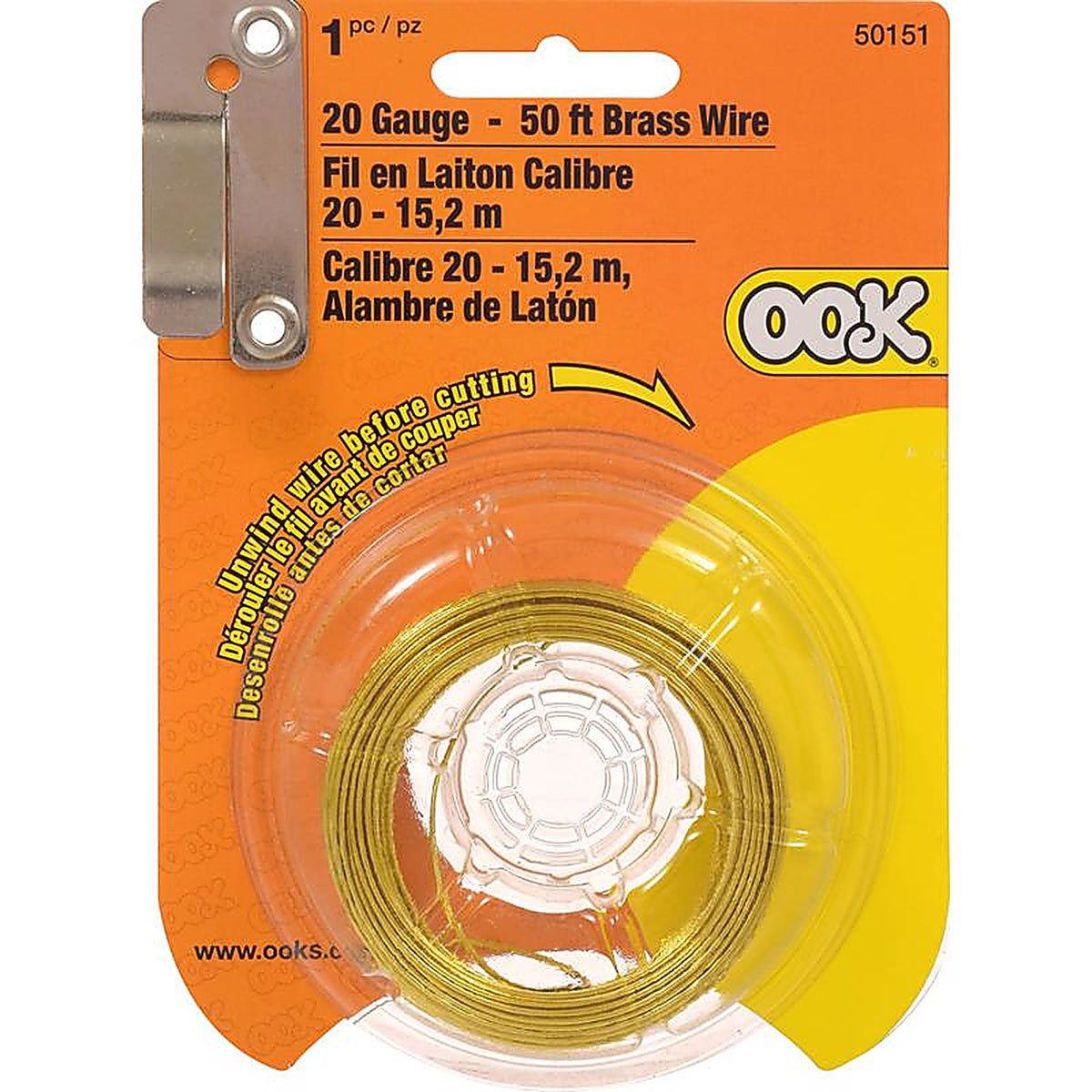 Hillman - 534664 - Ook 50 Ft. L Brass 20 Ga. Wire