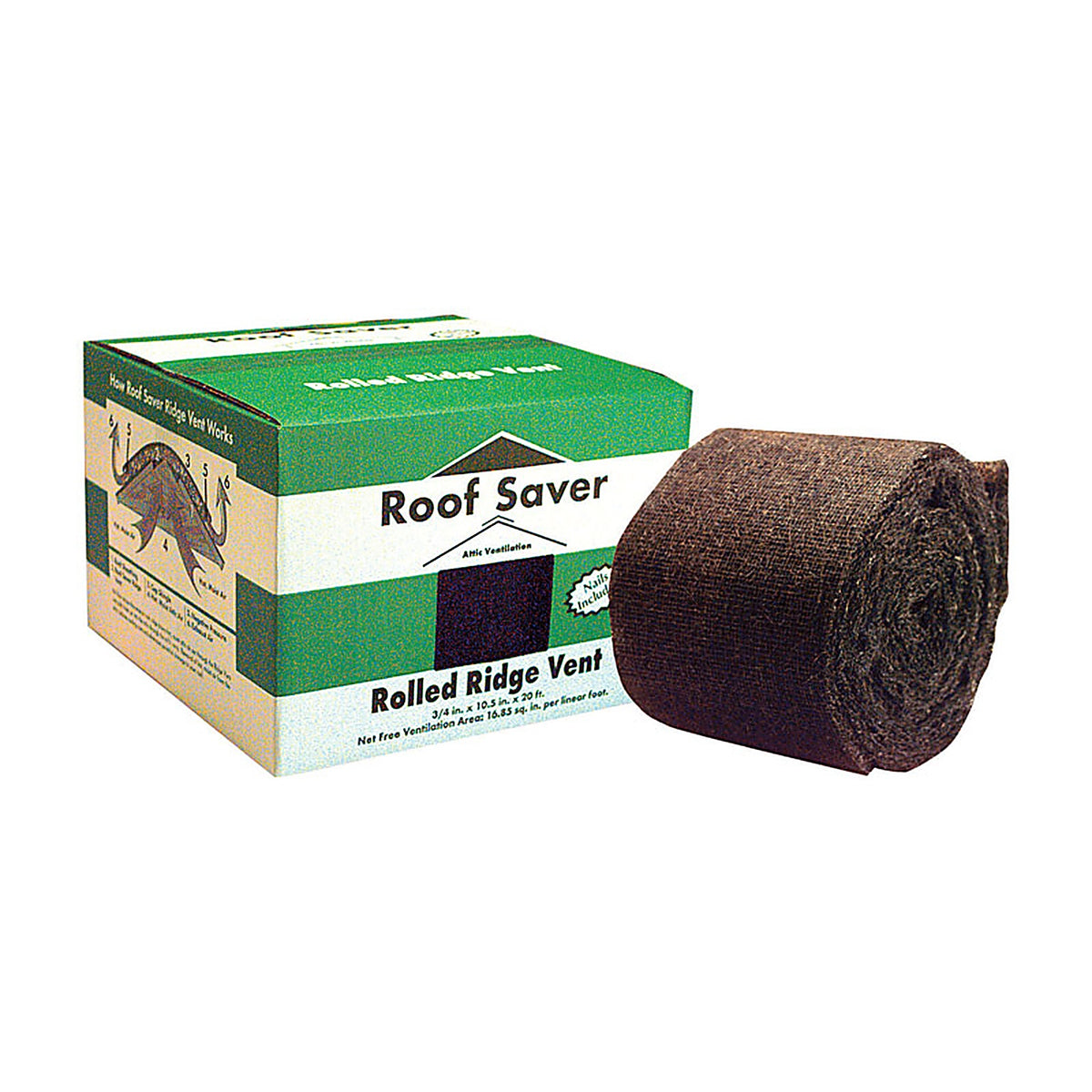 Roof Saver - RS20G - 0.75 In. H X 10.5 In. W X 20 Ft. L Fiber/Polyester Rolled Ridge Vent