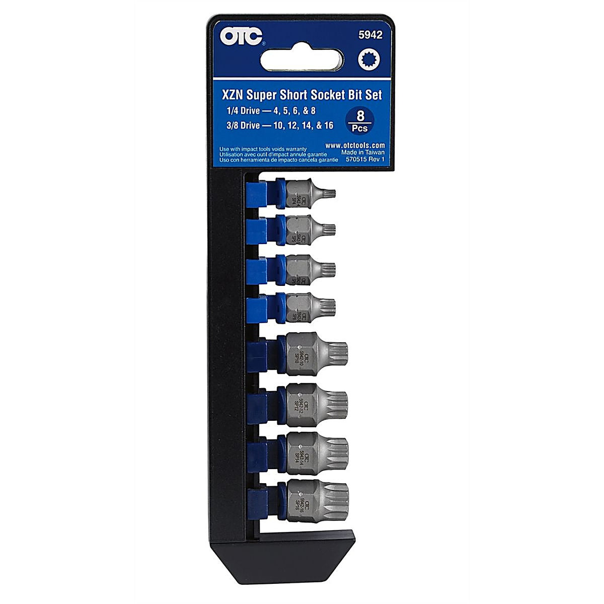 OTC 5942 XZN in. Super Shortin. Socket Bit Set, 8Pc