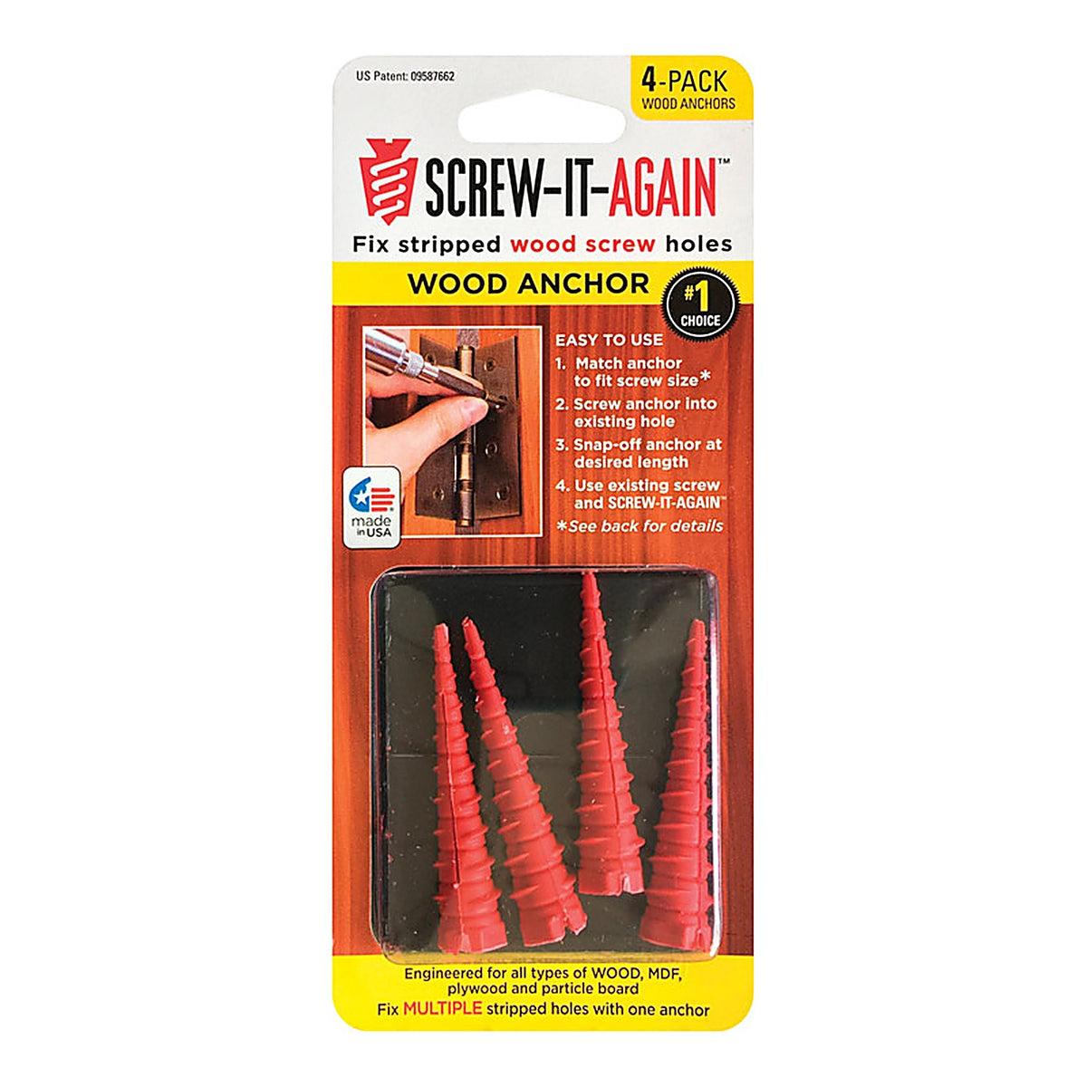 Screw-It-Again - SIA-4PK - 1/4 In. D X 1 In. L Polypropylene HEX Head Wood Anchor 4 Pack