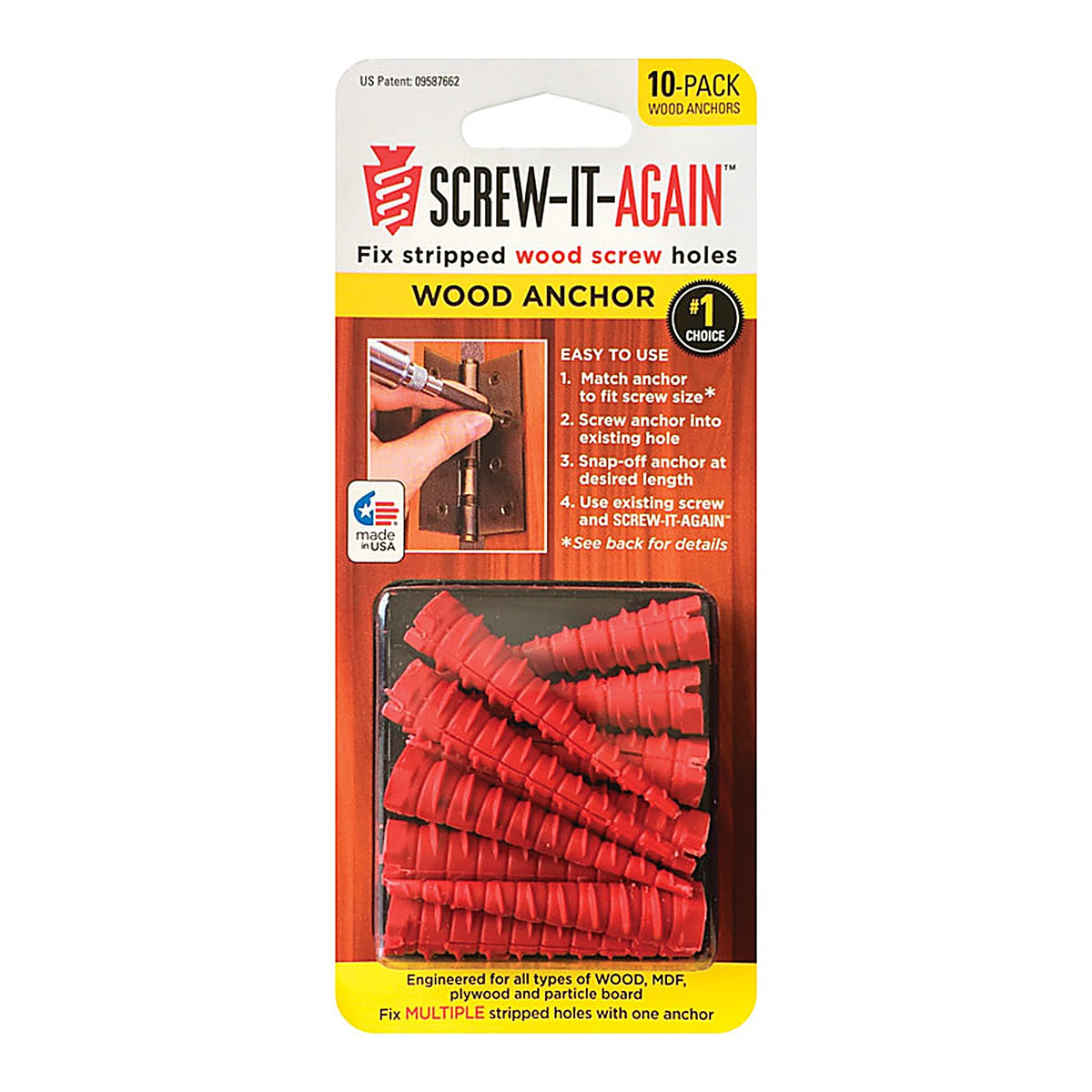 Screw-It-Again - SIA-10PK - 1/4 In. D X 1 In. L Polypropylene HEX Head Wood Anchor 10 Pack