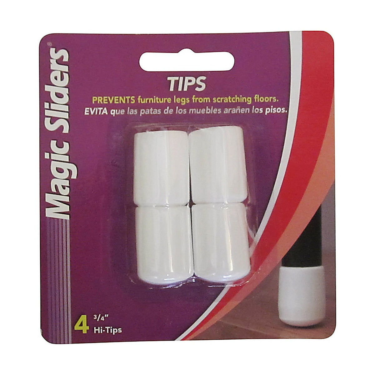 Magic Sliders - 94377 - Vinyl Leg Tip White Round 3/4 In. W 4 Pack