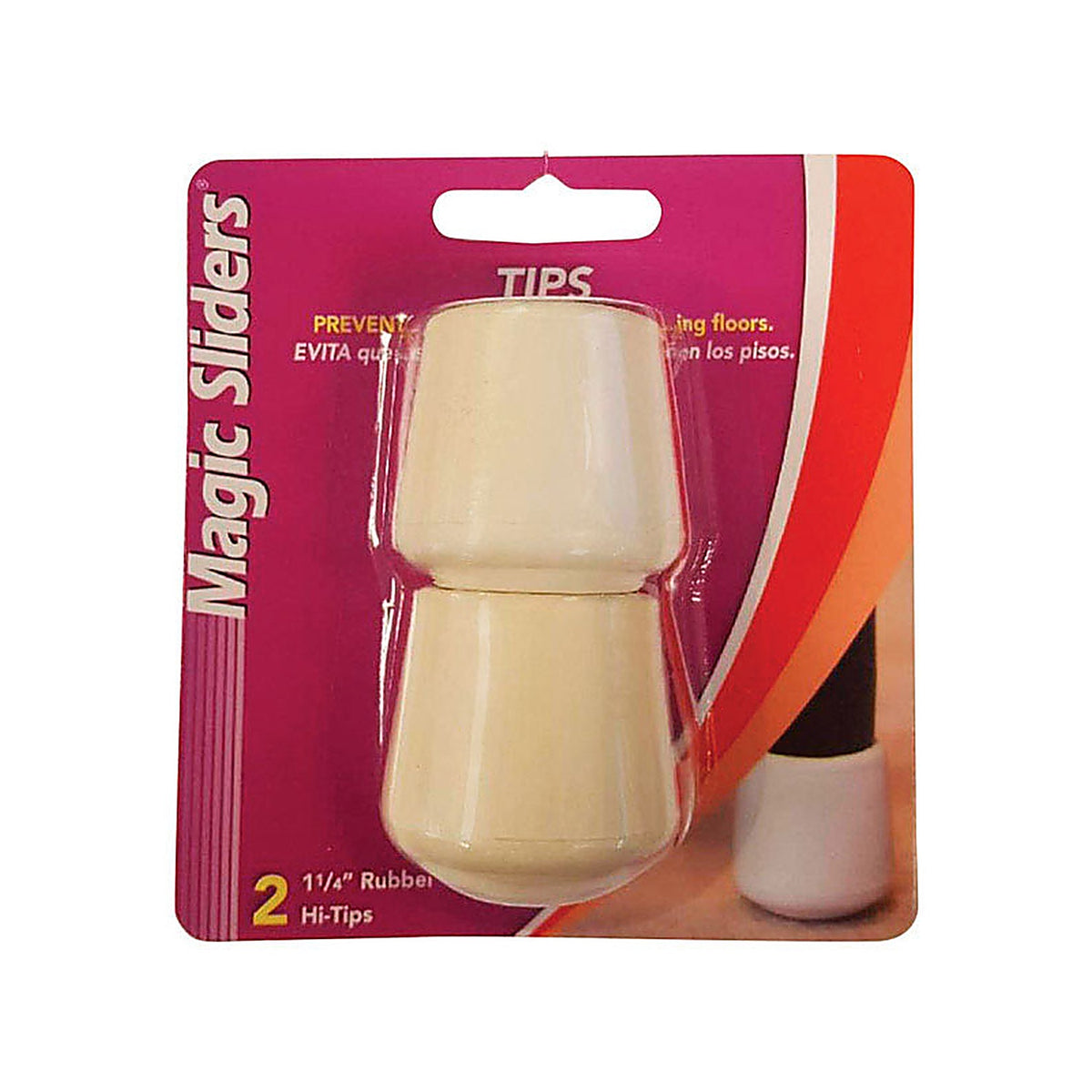 Magic Sliders - 94622 - Rubber Leg Tip White Round 1-1/4 In. W 2 Pack
