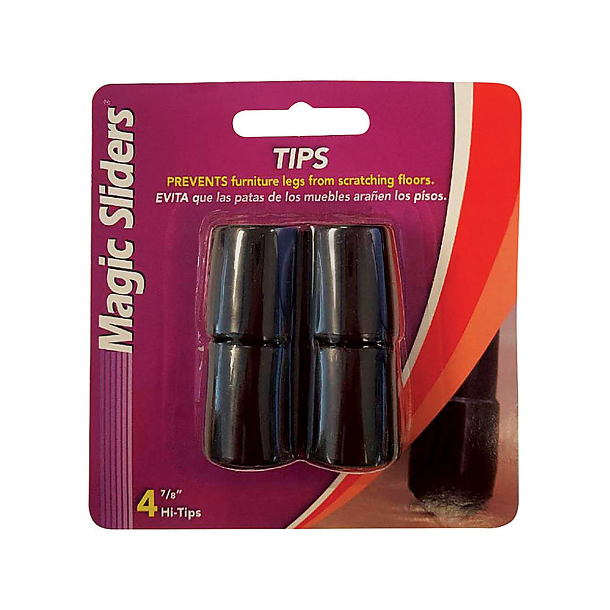 Magic Sliders - 97077 - Vinyl Leg Tip Black Round 7/8 In. W 4 Pack