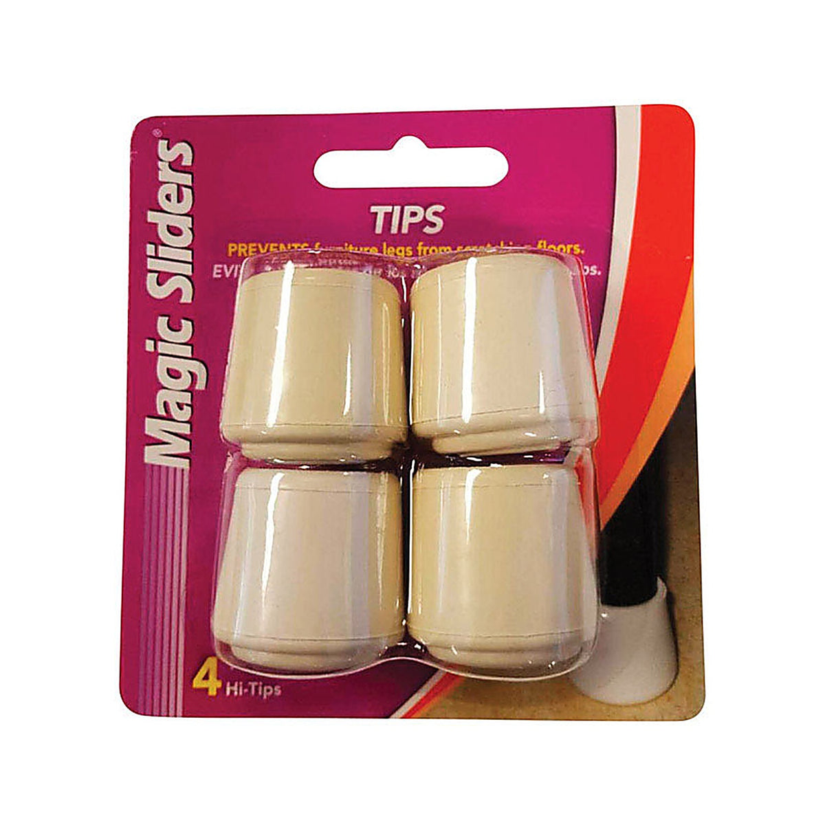 Magic Sliders - 94511 - Rubber Leg Tip White Round 1-1/8 In. W 4 Pack