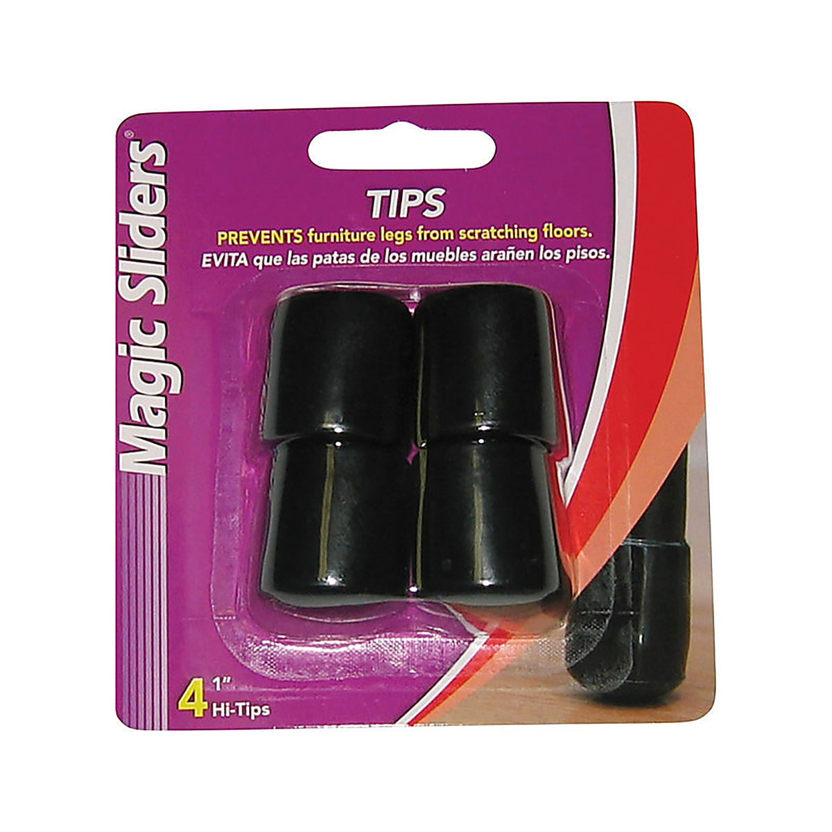 Magic Sliders - 97488 - Vinyl Leg Tip Black Round 1 In. W 4 Pack