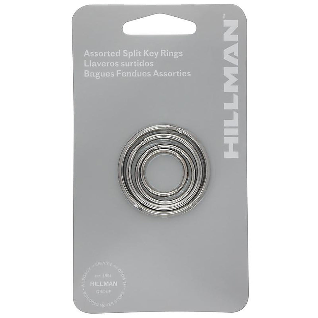Hillman 701288 Tempered Steel Assorted Split Rings/Cable Rings Key Ring