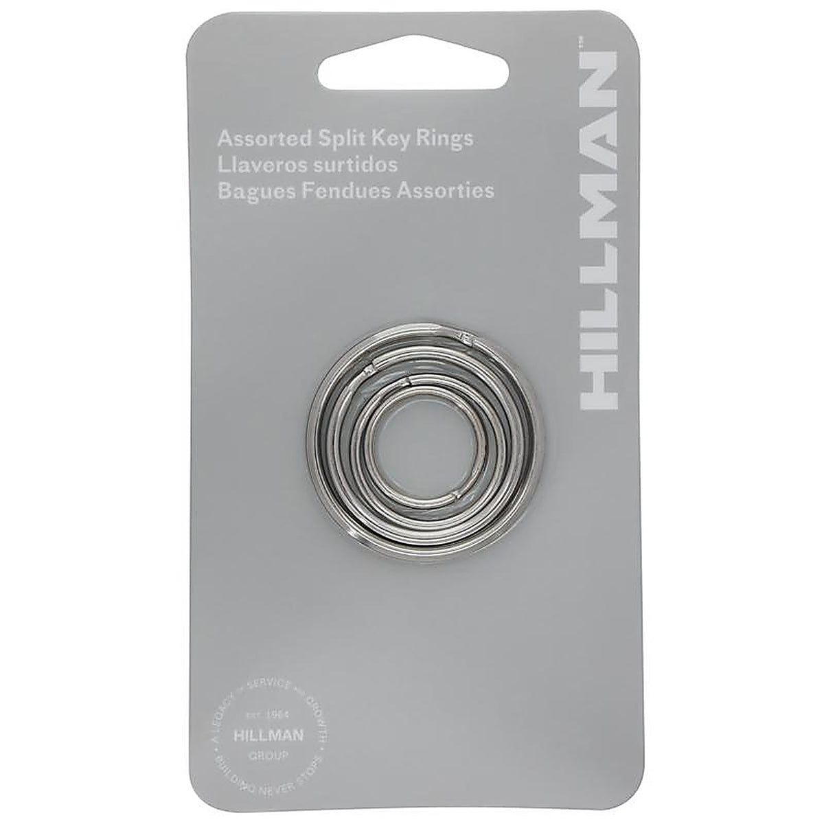 Hillman 701288 Tempered Steel Assorted Split Rings/Cable Rings Key Ring