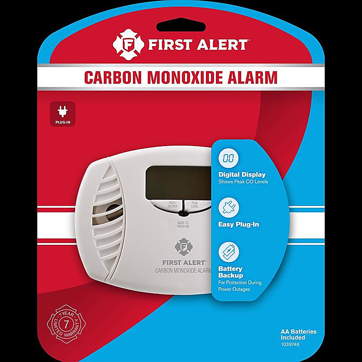 First Alert 1039746 Plug-In w/Battery Back-up Electrochemical Carbon Monoxide Detector