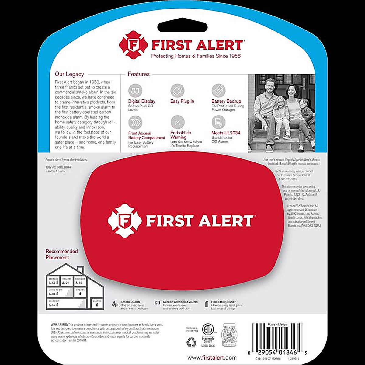 First Alert 1039746 Plug-In w/Battery Back-up Electrochemical Carbon Monoxide Detector