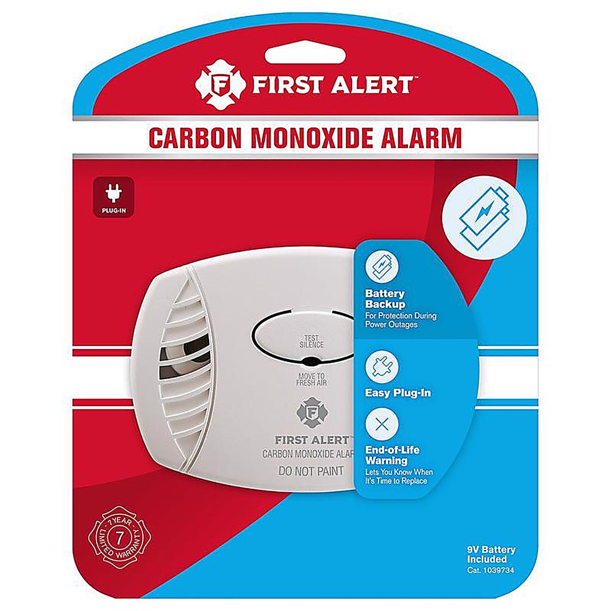 First Alert 1039734 Plug-In w/Battery Back-up Electrochemical Carbon Monoxide Detector