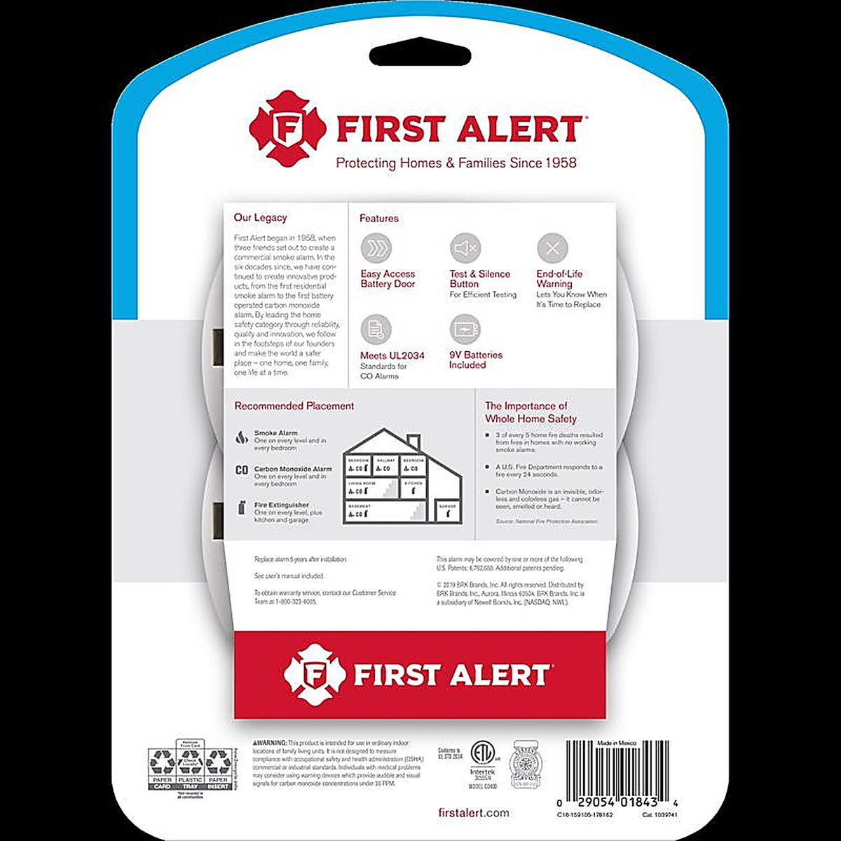 First Alert 1039741 Battery-Powered Electrochemical Carbon Monoxide Detector