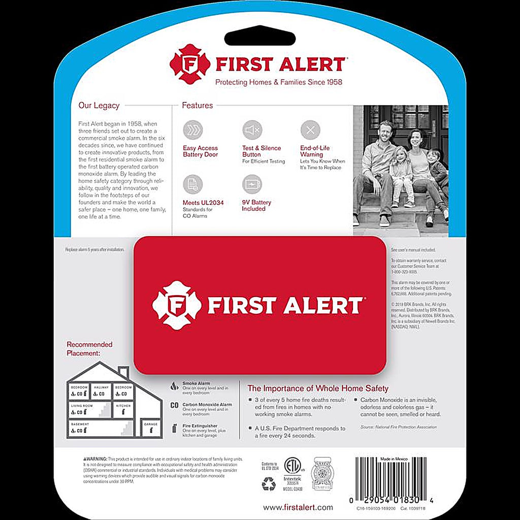First Alert 1039718 Battery-Powered Electrochemical Carbon Monoxide Detector