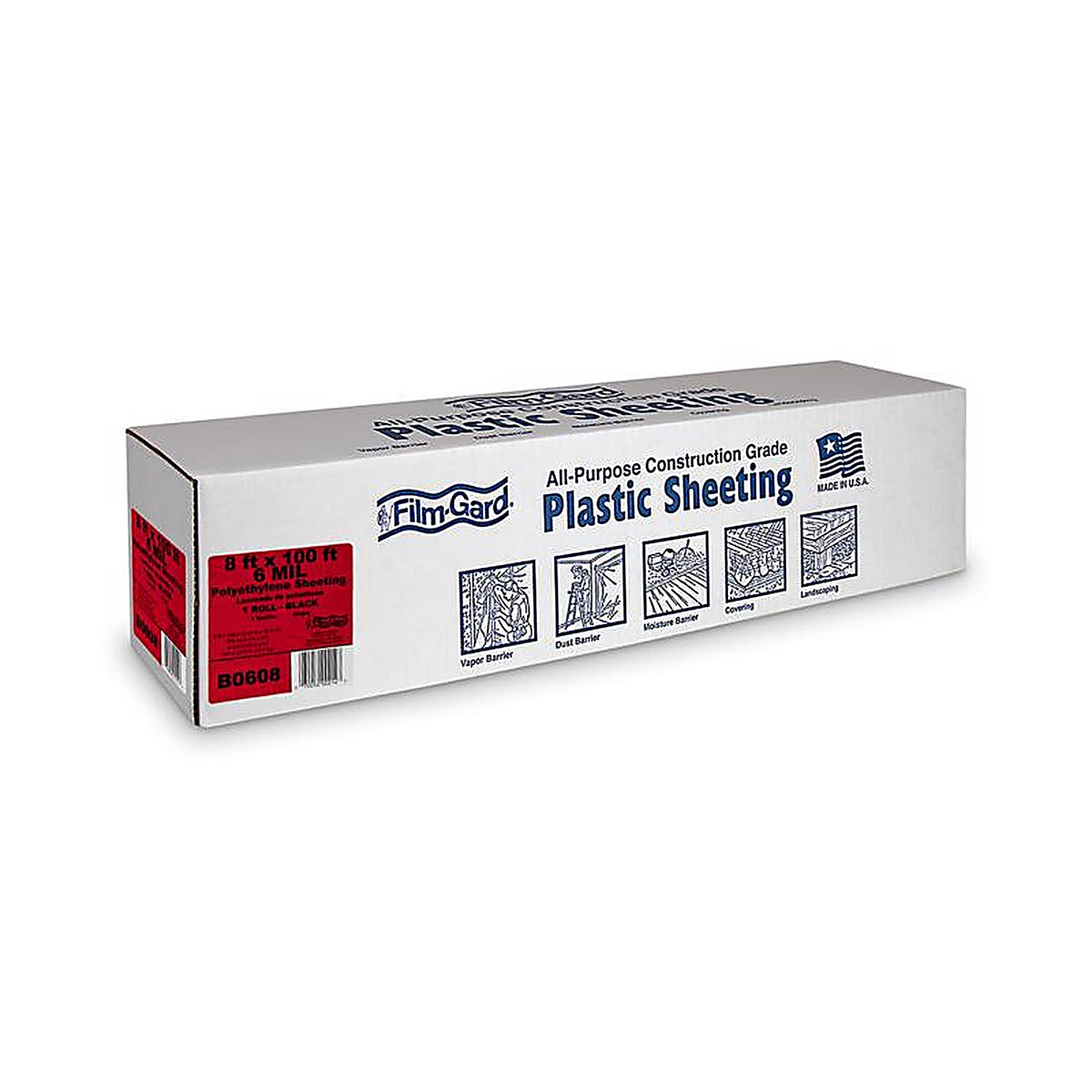 Film-Gard - 626019 - Plastic Sheeting 6 Mil X 8 Ft. W X 100 Ft. L Polyethylene Black 1 Pack