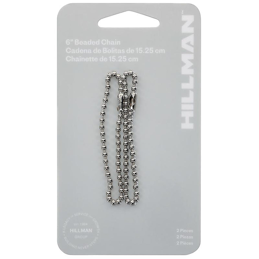 Hillman 701711 6 in. Dia. Metal Silver Beaded Chain Key Ring