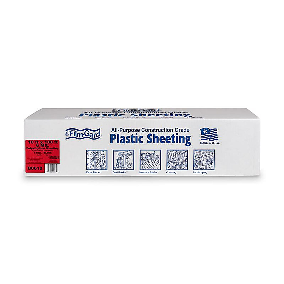 Film-Gard 626031 Plastic Sheeting 6 mil x 10 ft. W x 100 ft. L Polyethylene Black