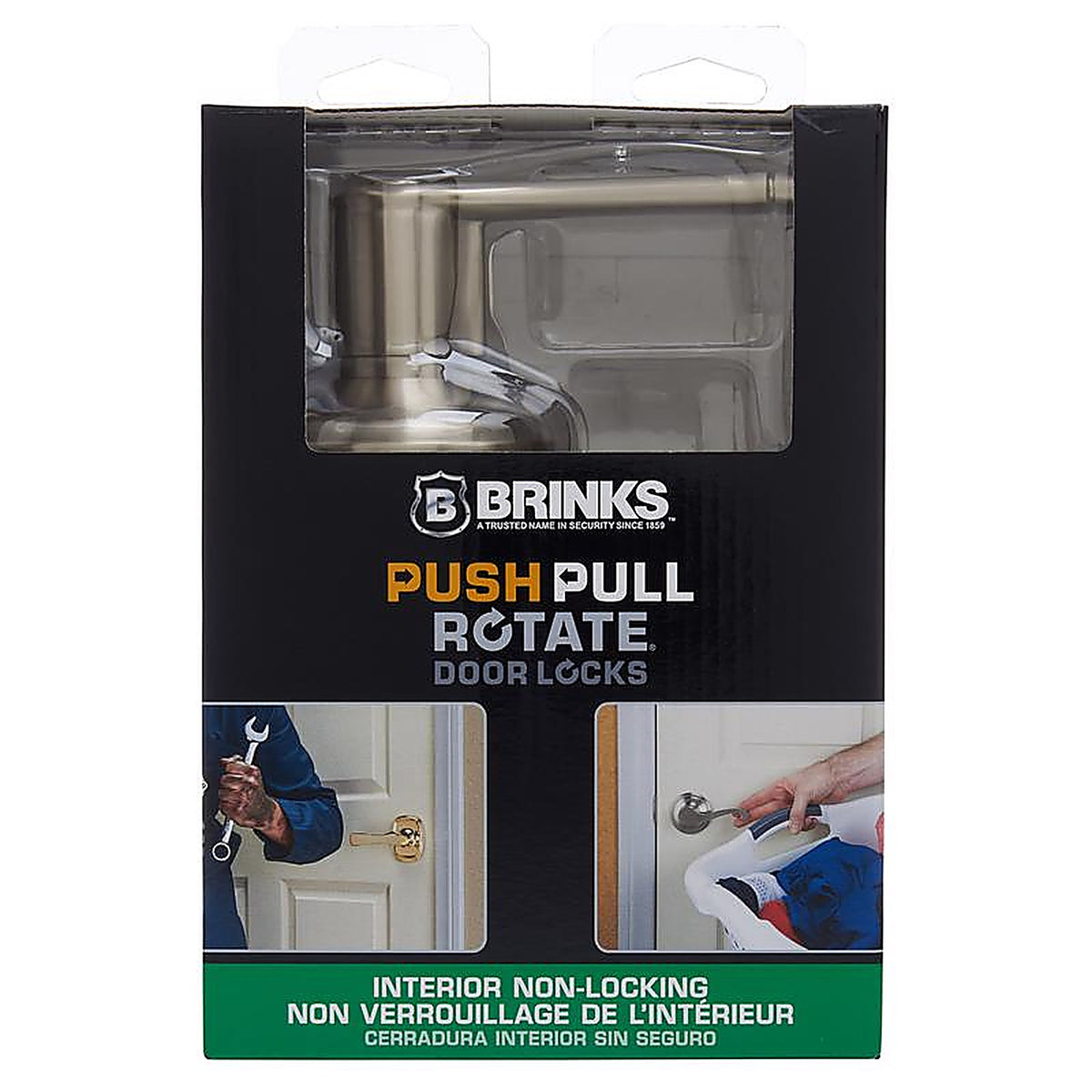 Brinks 23054-119 Push Pull Rotate Glenshaw Satin Nickel Passage Lever ANSI Grade 2 KW1 1.75 in.