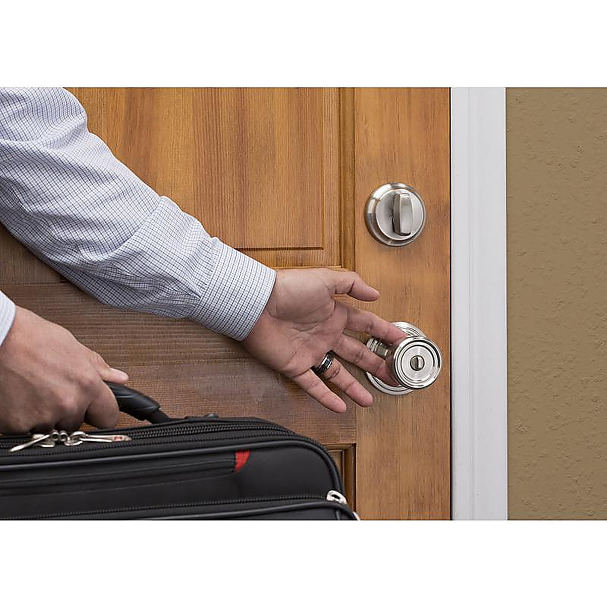 Brinks 23005-119 Push Pull Rotate Barrett Satin Nickel Single Cylinder Lock ANSI Grade 2 KW1 1.75 in.