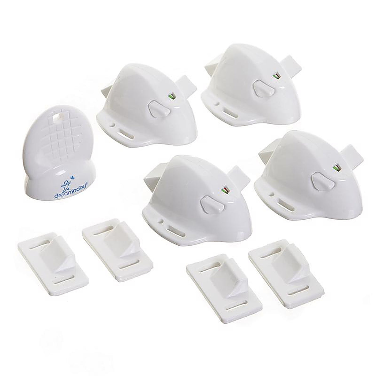 Dreambaby L855A Adhesive Mag Lock White Plastic Adhesive Magnetic Cabinet Locks 5/Pack