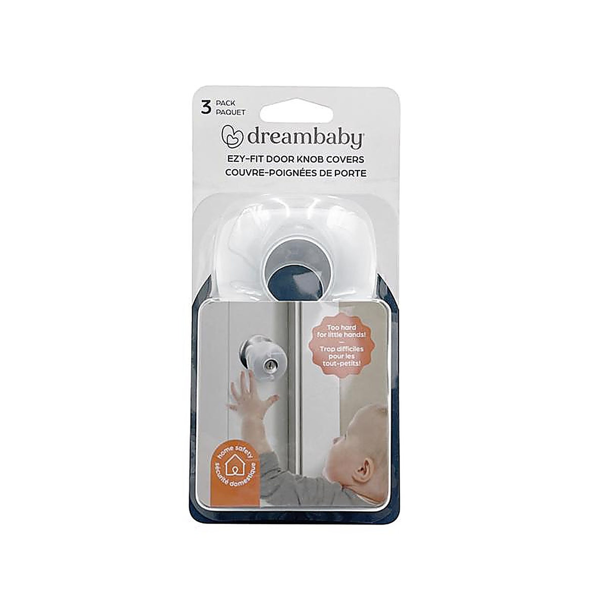 Dreambaby L908A EZY-Fit Clear Plastic Door Knob Covers 3/Pack
