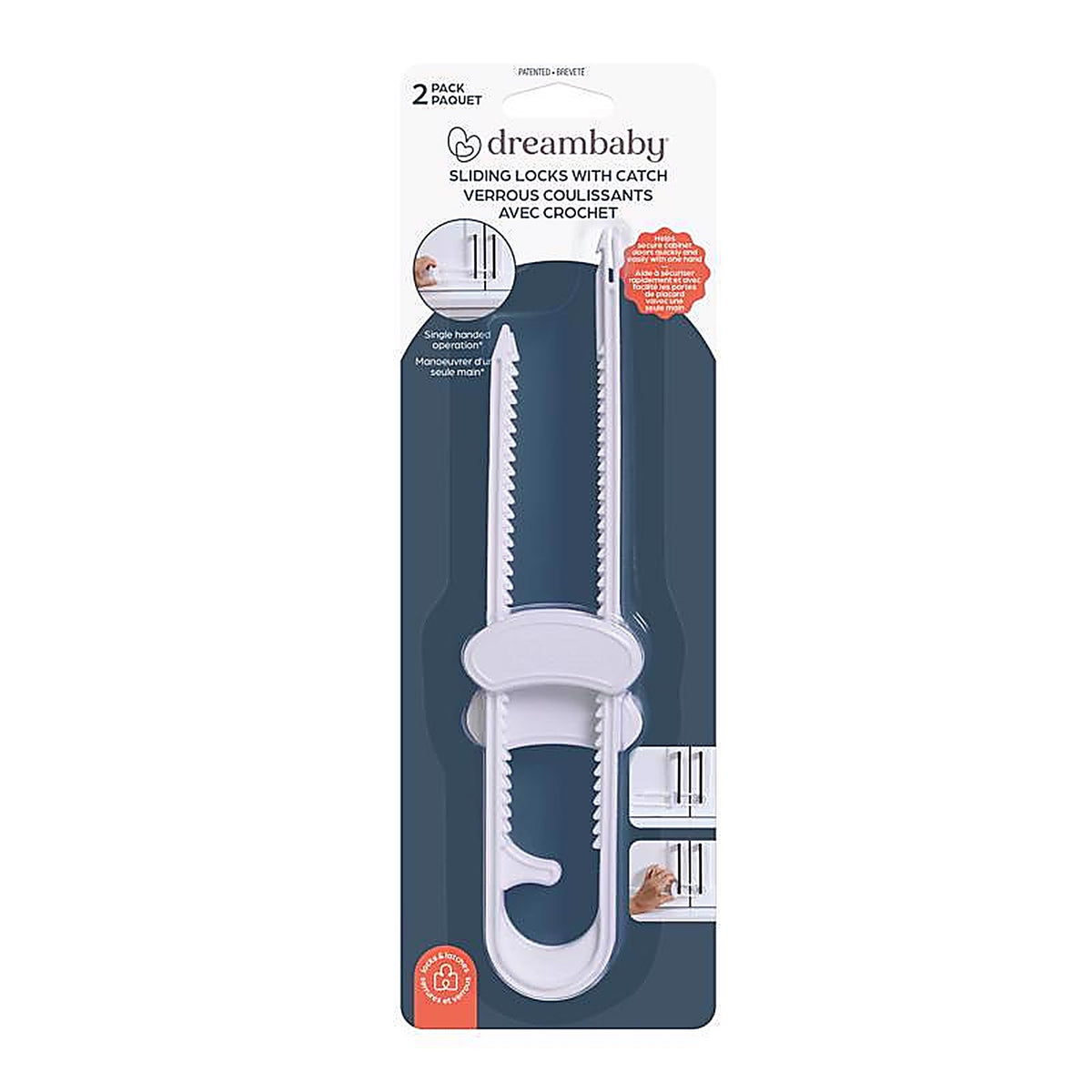 Dreambaby L915A White Plastic Cabinet Slide Locks 2/Pack