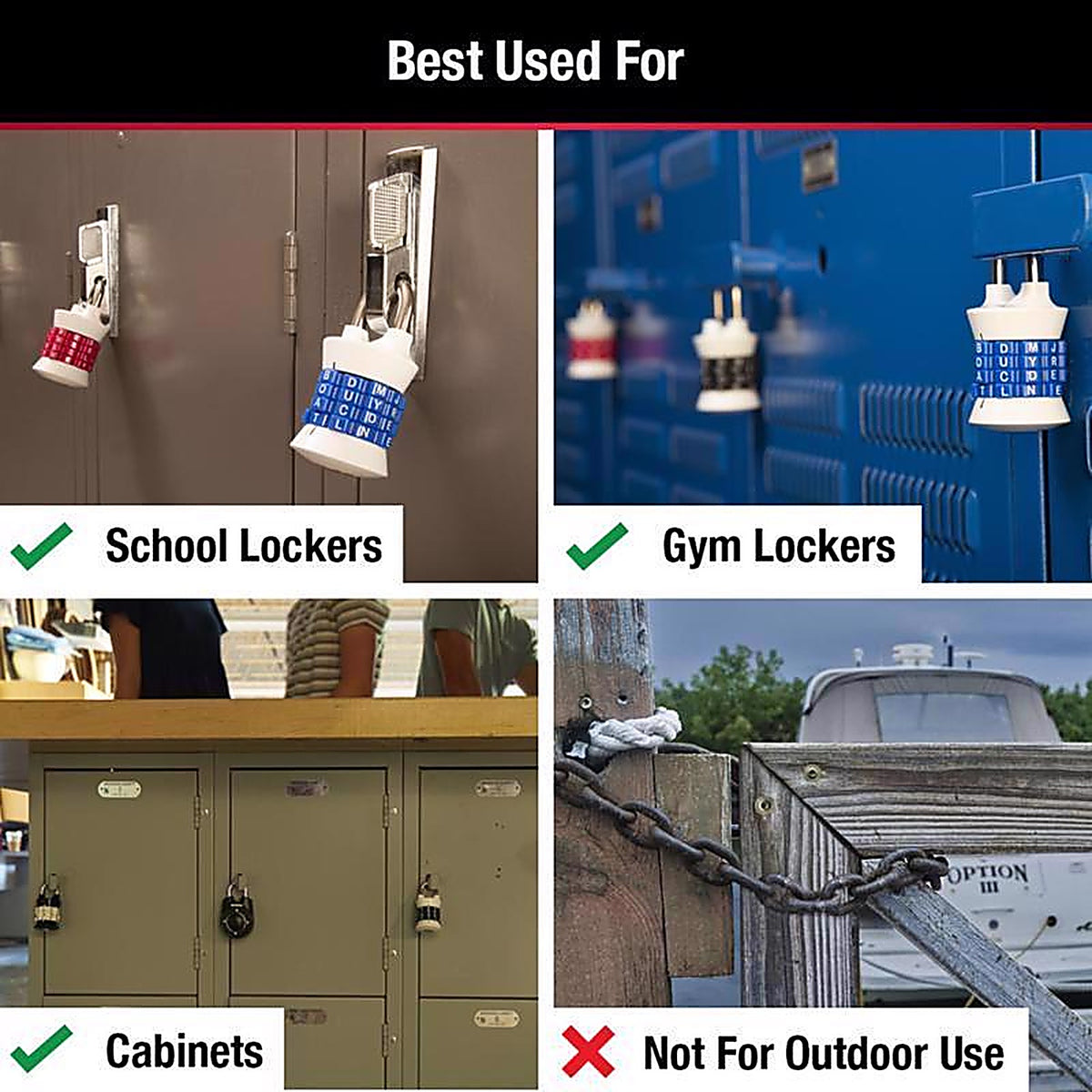 Master Lock - 1535DWD - 1-1/2 In. W Metal 4-Dial Combination Padlock