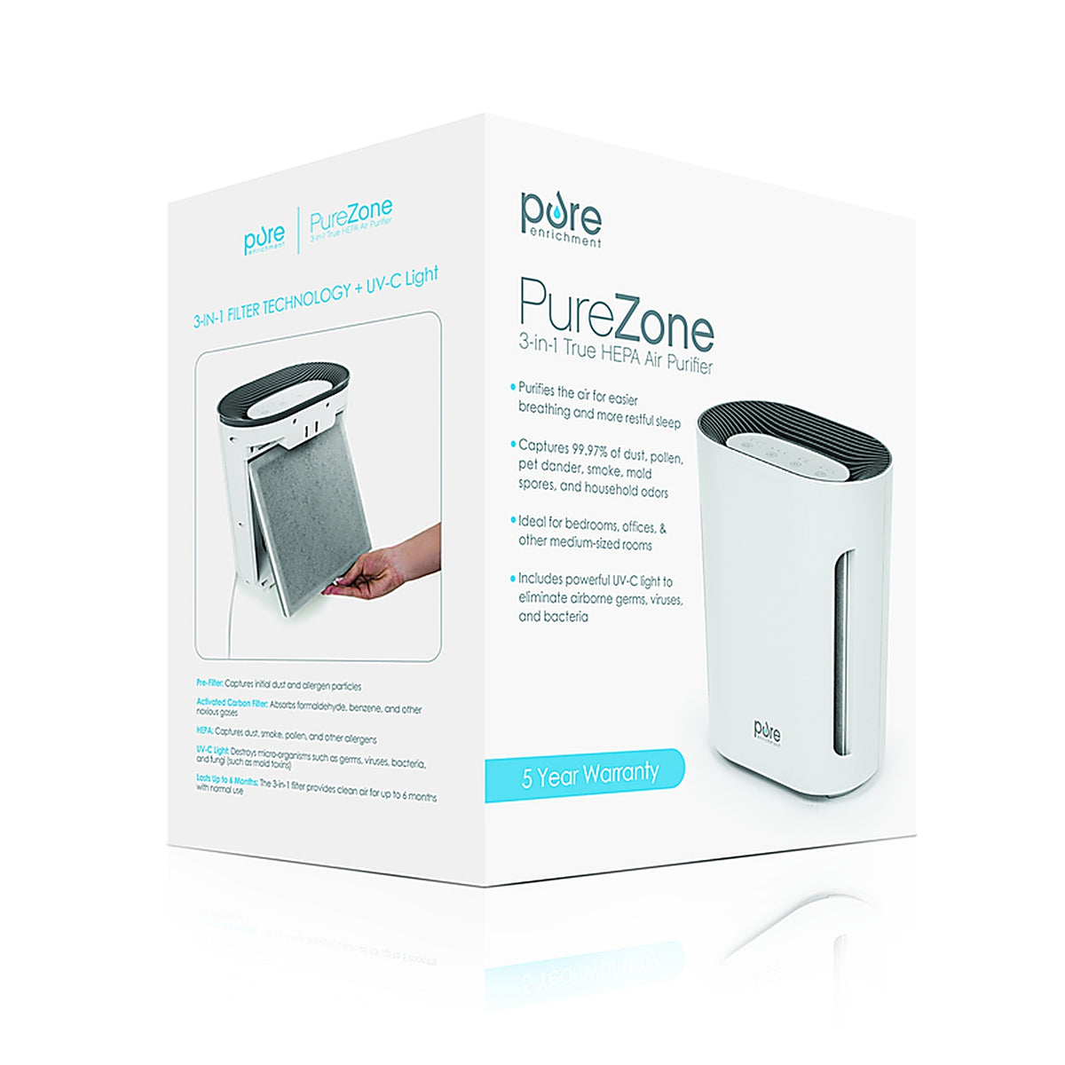 Pure Enrichment - PEAIRPLG - Hepa Air Purifier 200 Sq Ft
