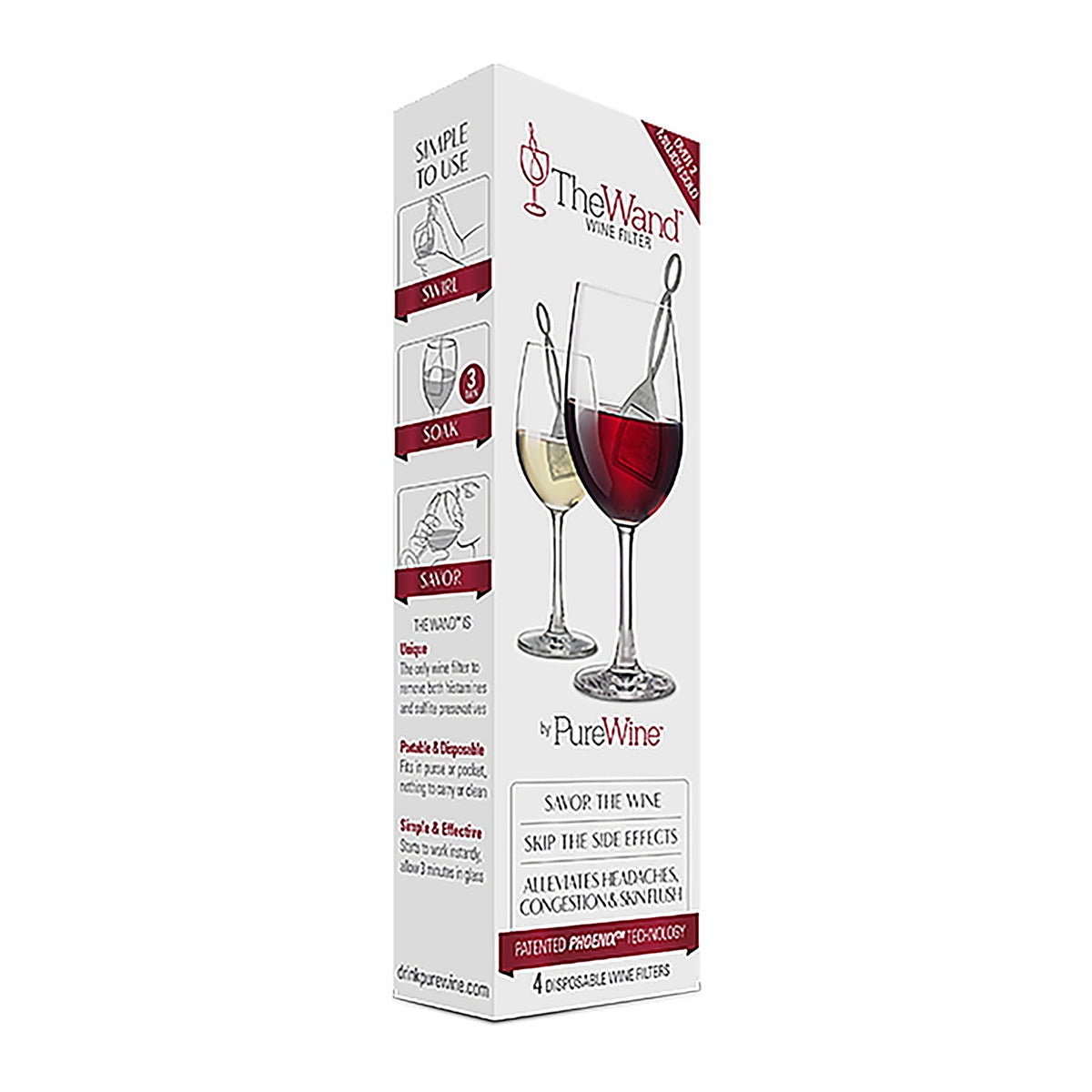 Purewine - VINO4 - the Wand Silver Polypropylene Wine Filter