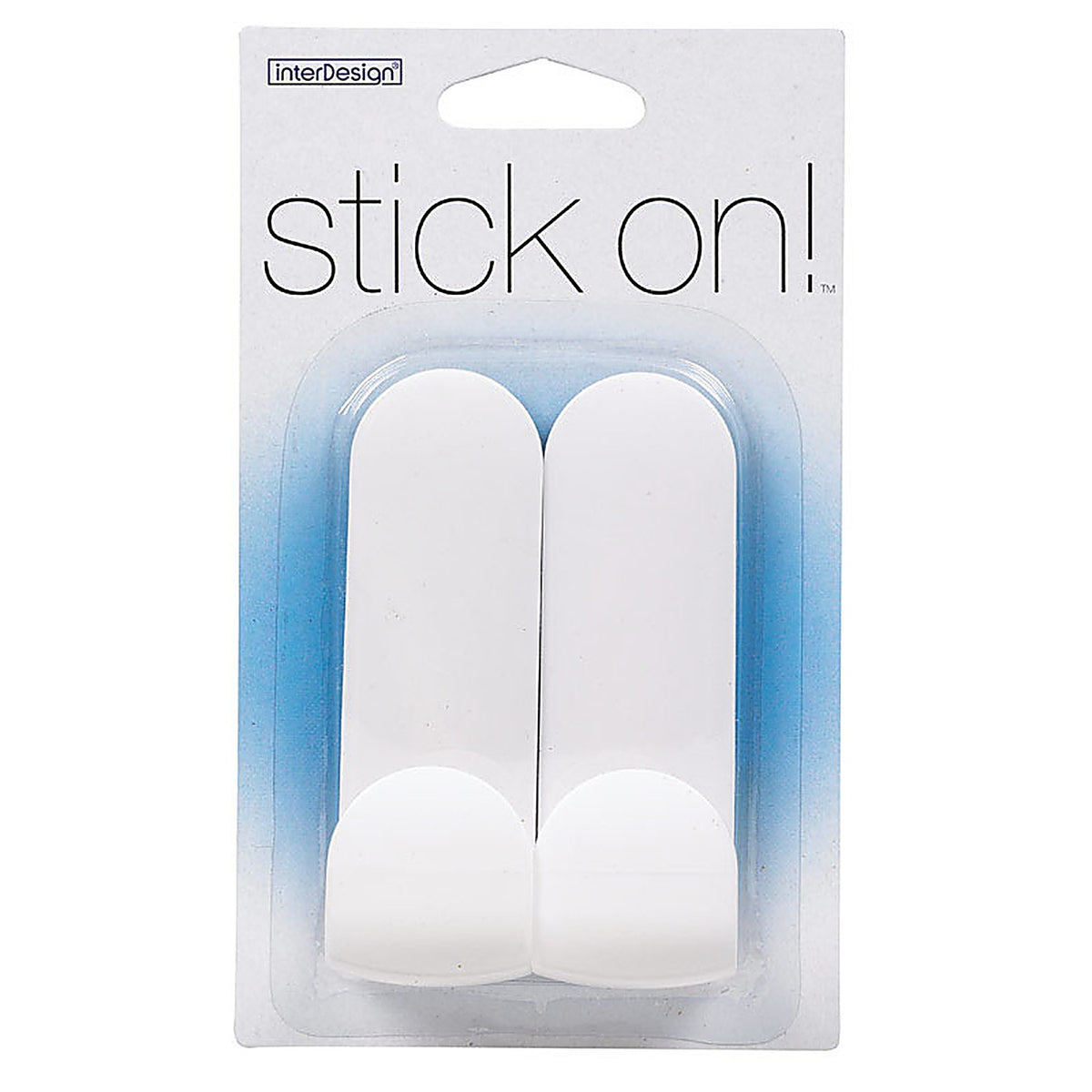 InterDesign 17301 4 in. L White Plastic Small and Medium Stick On! Tall Hook 2/Pack