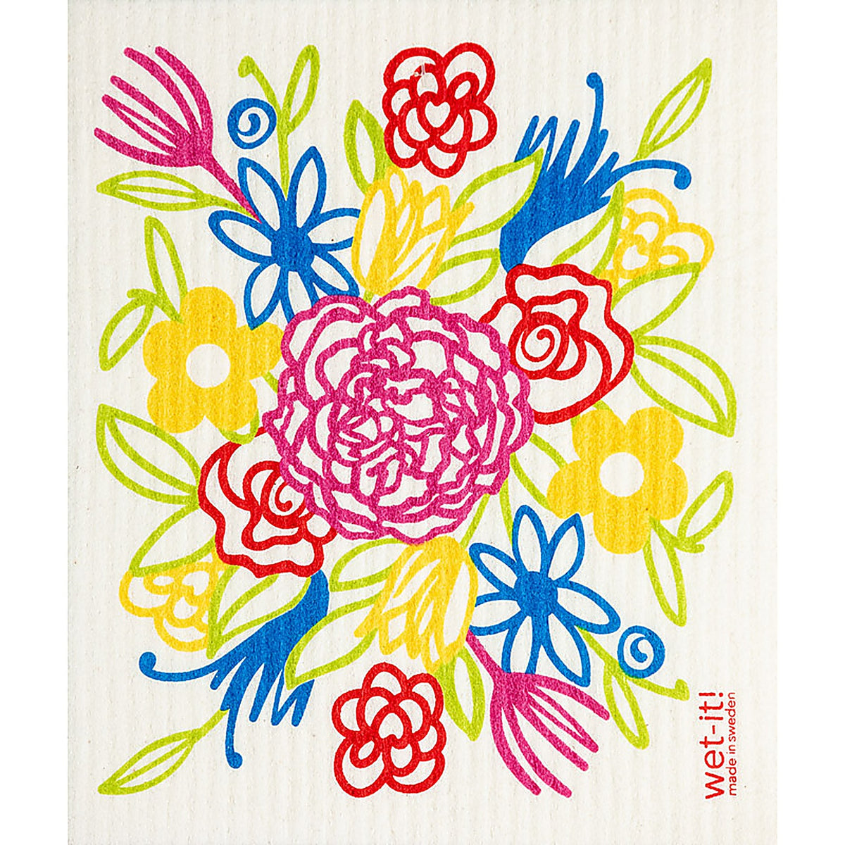 Wet-It! - W10-24 - Wet-It! Multicolored Cotton Flower Bouquet Dish Cloth 1 Pack