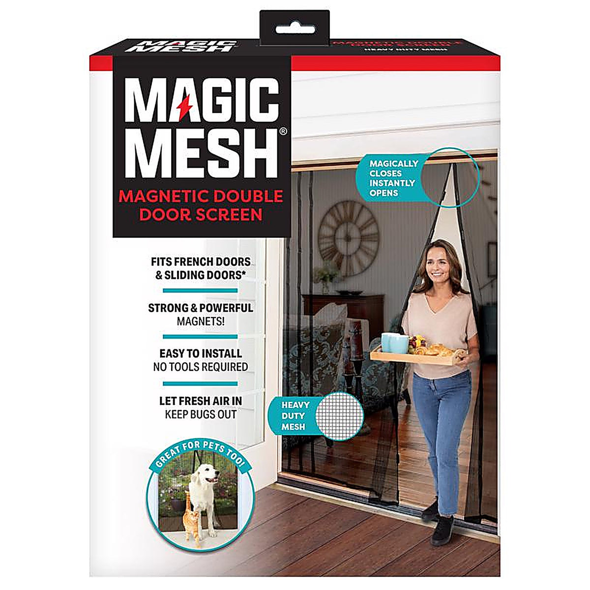 Magic Mesh - MM351112 - 83 In. H X 75 In. W Black Mesh Hands-Free Magnetic Screen Door