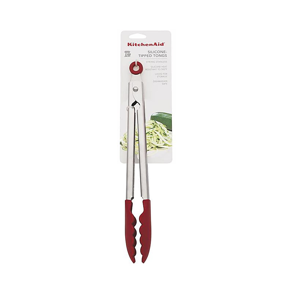 KitchenAid KO094OHERA 1.38 in. W x 10.83 in. L Silver/Red Silicone/Stainless Steel Tip Tongs
