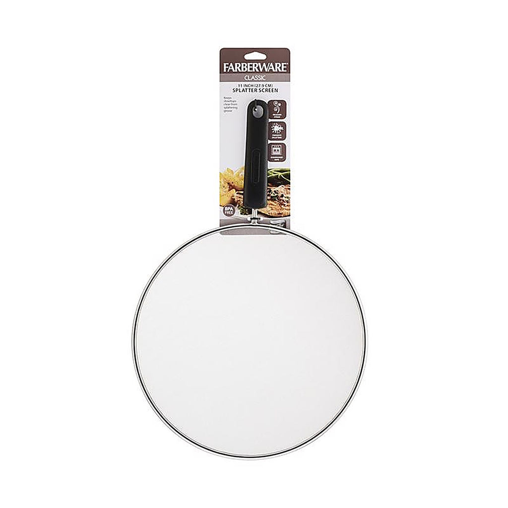 Farberware 5222197 11 in. L Black/Clear Carbon Steel Splatter Screen