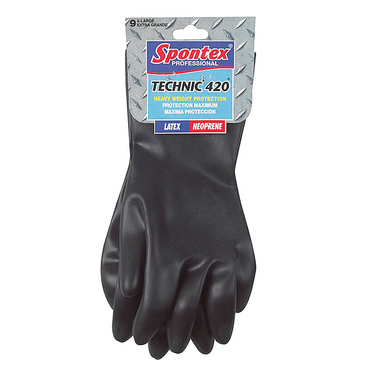 Spontex 33547 Technic 420 Latex/Neoprene Gloves XL Black 1 pk