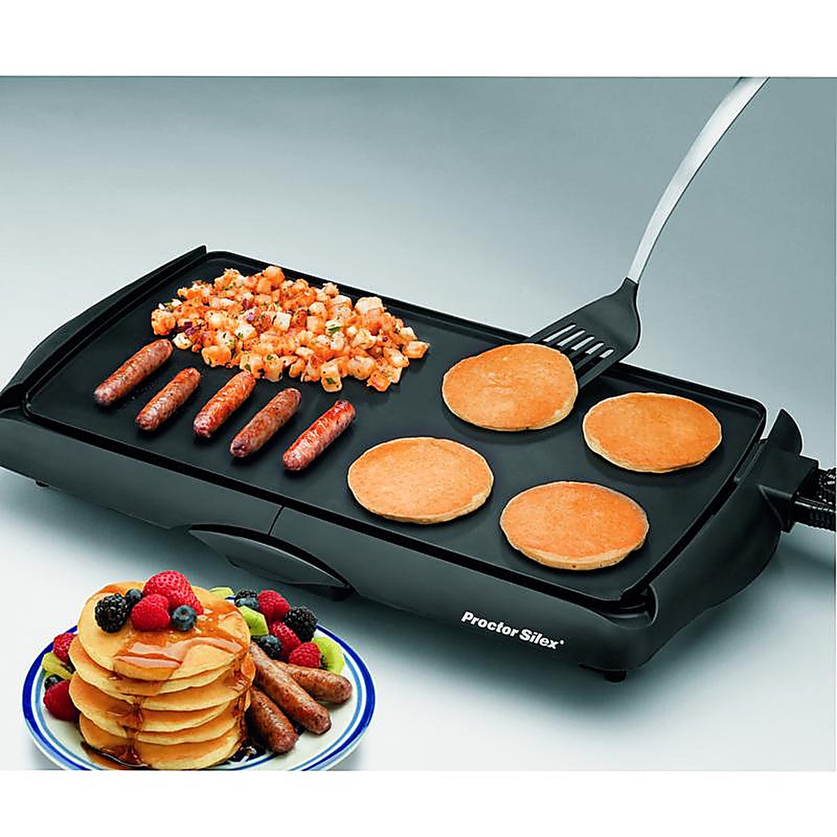 Proctor Silex - 38513MN - Black Plastic Nonstick Surface Electric Griddle 200 Sq in