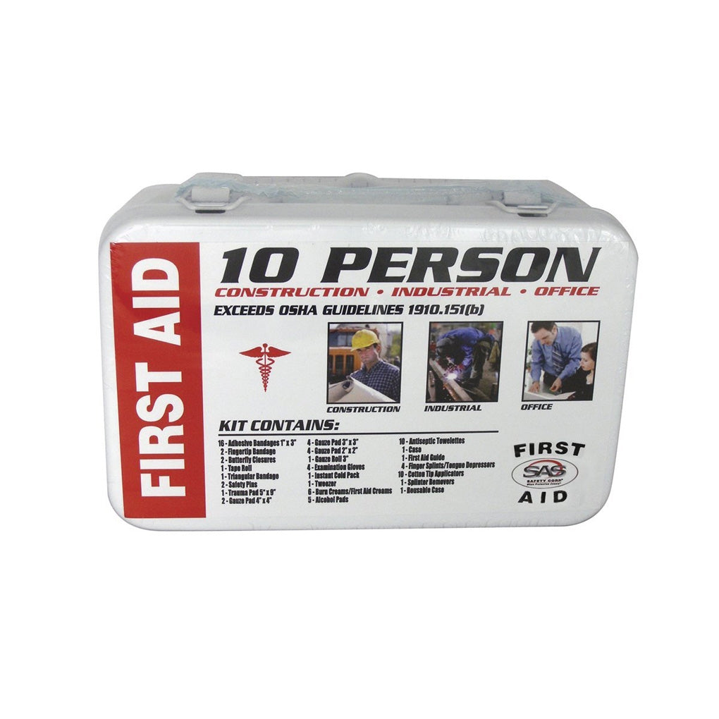 SAS Safety 6010-01 10-Person First-Aid Kit, Metal Box