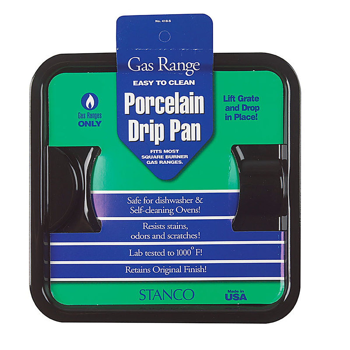 Stanco 418-S Porcelain Drip Pan 7-3/4 in. W X 7-3/4 in. L