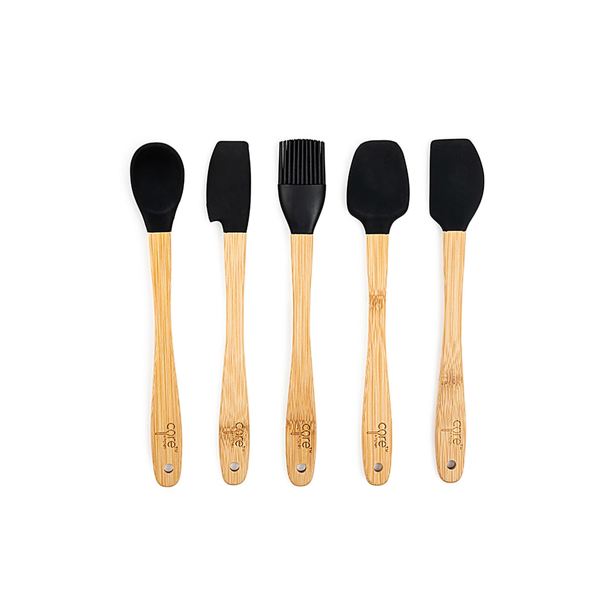 Core Kitchen AC29909 1.50 in. W x 8.43 in. L Beige/Onyx Bamboo/Silicone Mini Utensil Set L-8.43 W-1.50 H-0.78
