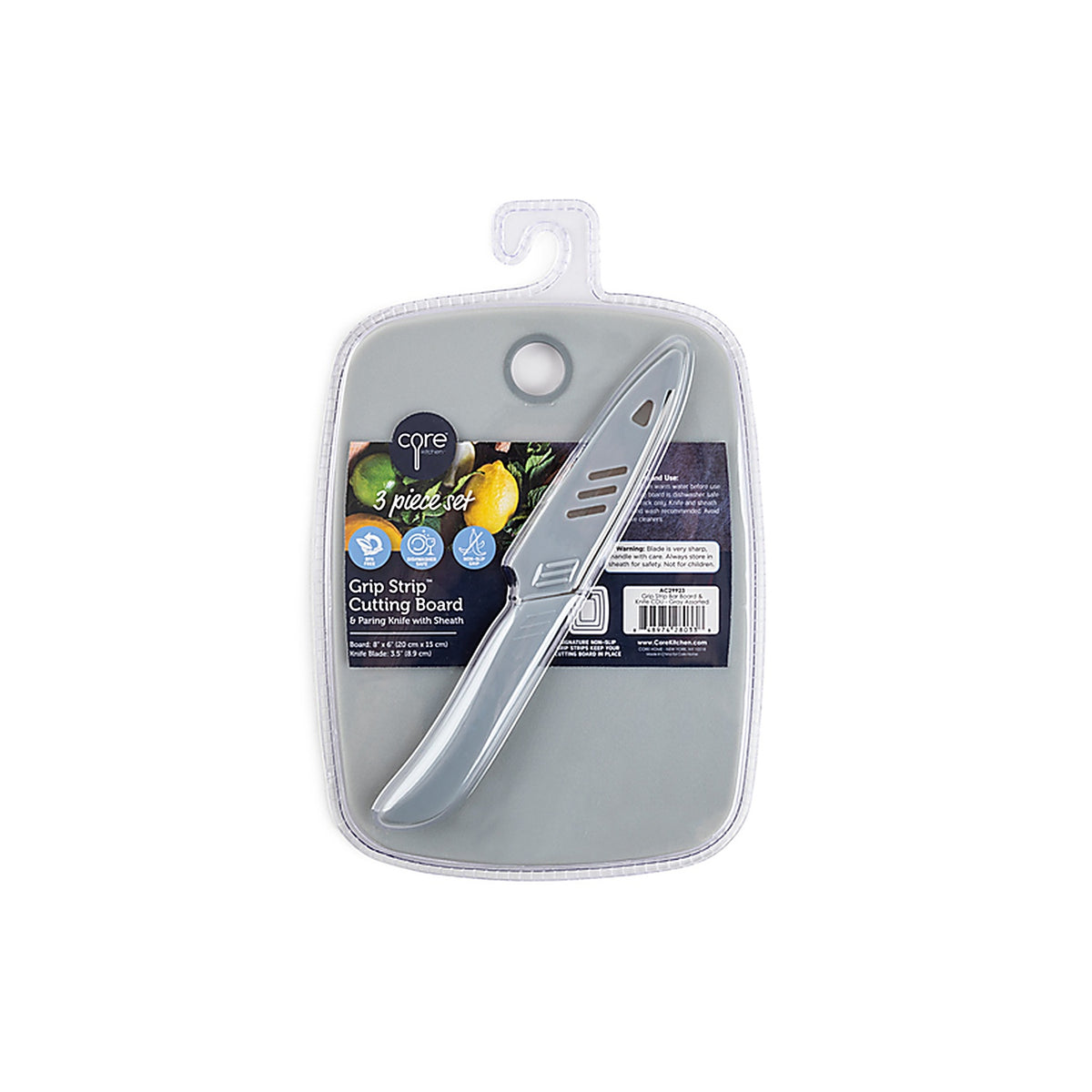 Core Kitchen AC29923 Grip Strip 13.43 in. L x 6.34 in. W Polypropylene Cutting Board Set