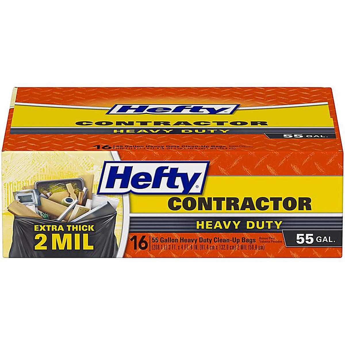 Hefty E25516 55 gal Contractor Bags Twist Tie 16 pk