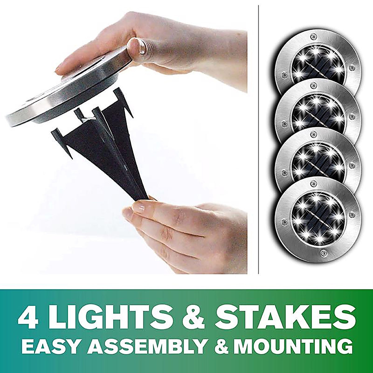 Bell + Howell 2016 Disk Lights Deluxe Solar Powered 3.75 W LED Garden Light 4 pk