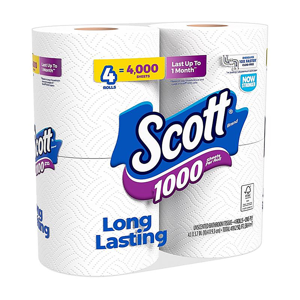 Scott 10183 Toilet Paper 4 roll 1000 sheet 4 in.