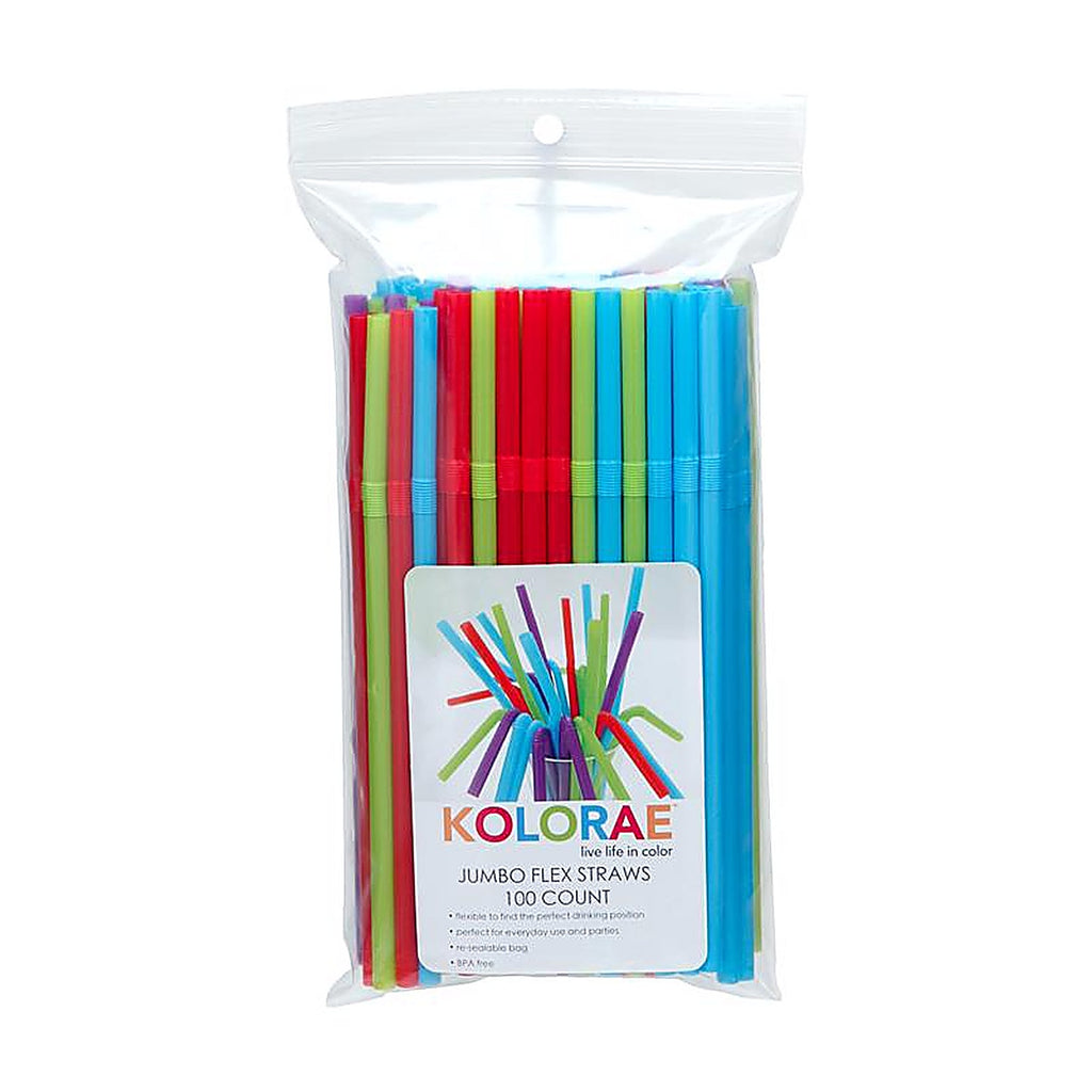 Kolorae - KOL-0029 - Assorted Plastic Flexible Drinking Straws