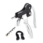 BarY3 BAR-0753 Black/Silver Stainless Steel Lever Corkscrew Set